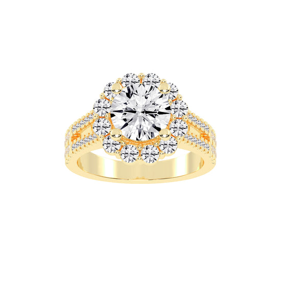 Halystira Standard Round Cut Halo Lab Diamond Ring