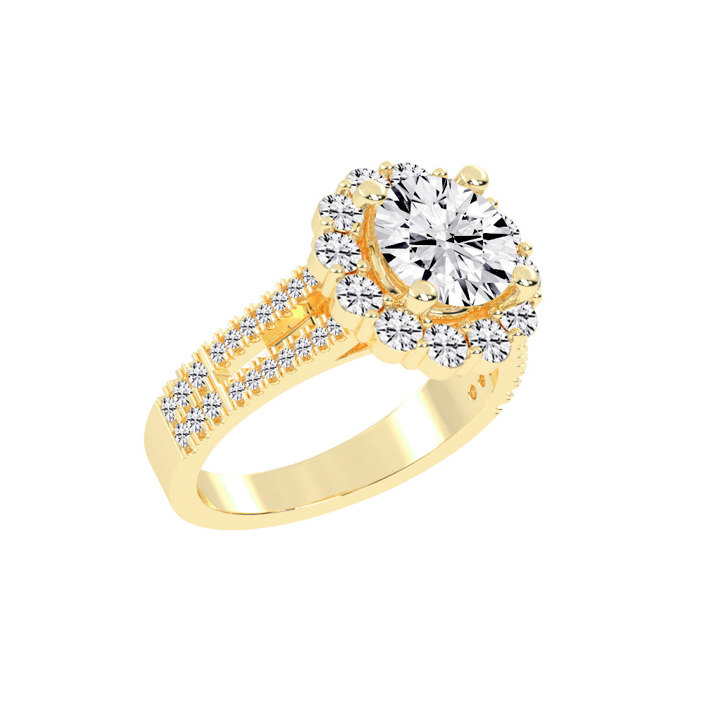 Halystira Standard Round Cut Halo Lab Diamond Ring