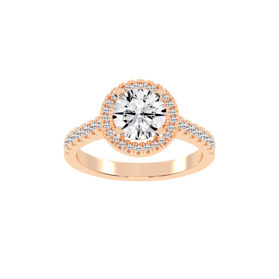 Halinique Tab Prong Round Cut Halo Lab Diamond Ring