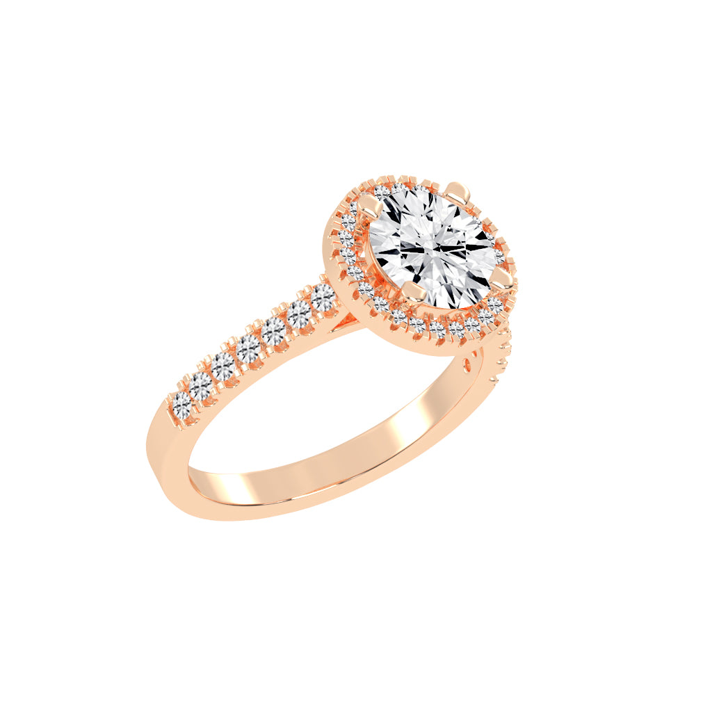 Halinique Tab Prong Round Cut Halo Lab Diamond Ring