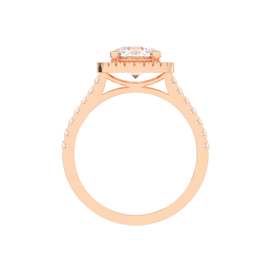 Halinique Tab Prong Round Cut Halo Lab Diamond Ring