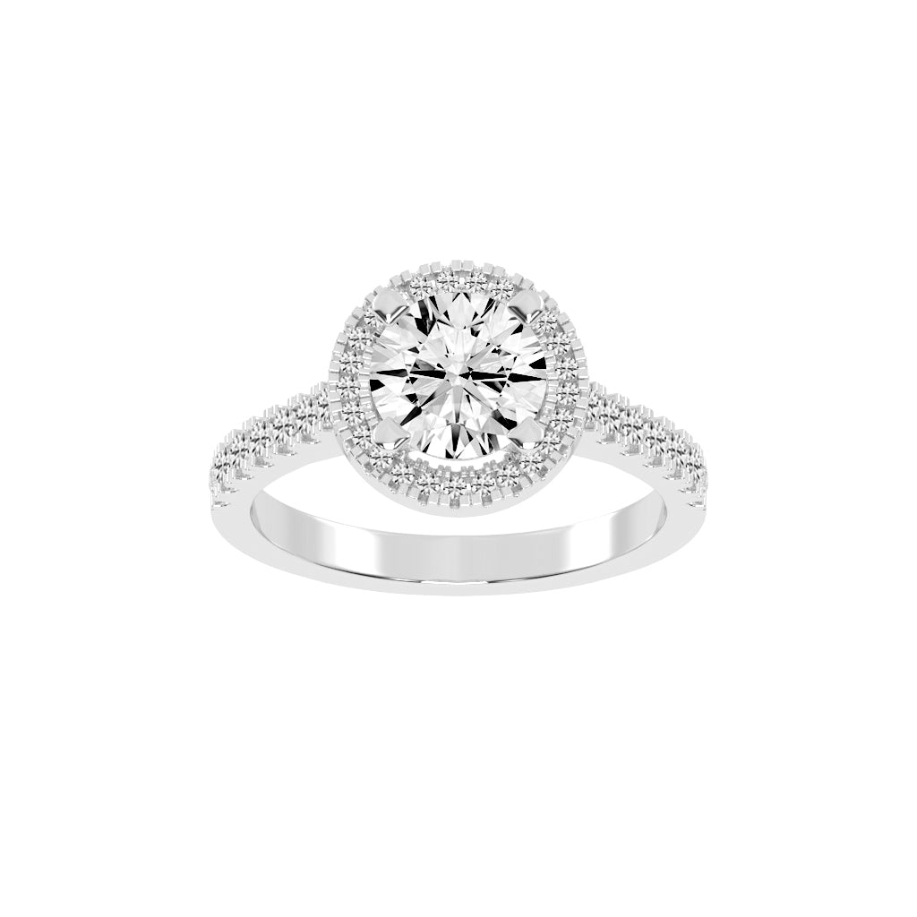Halinique Tab Prong Round Cut Halo Lab Diamond Ring