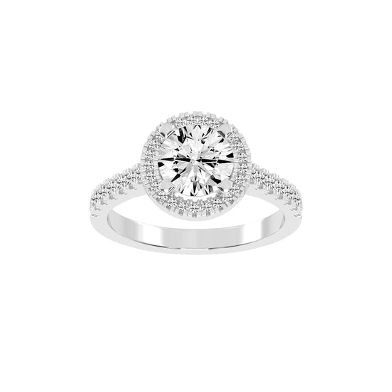 Halinique Tab Prong Round Cut Halo Lab Diamond Ring