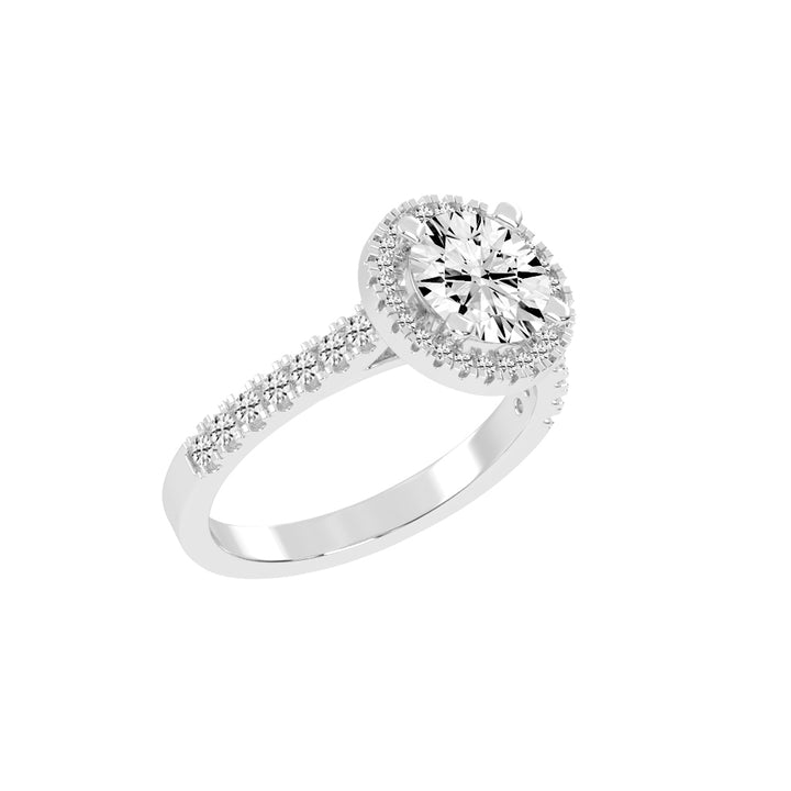 Halinique Tab Prong Round Cut Halo Lab Diamond Ring