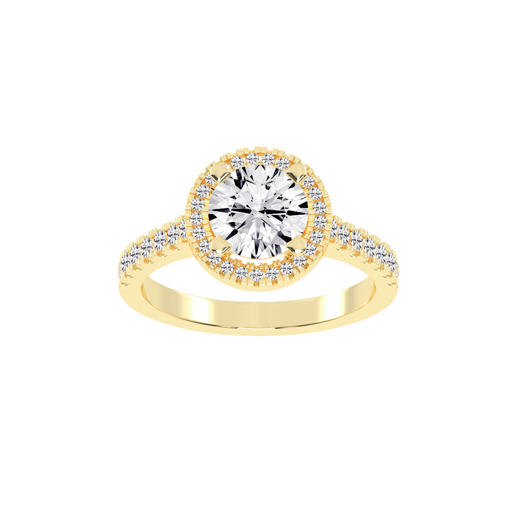 Halinique Tab Prong Round Cut Halo Lab Diamond Ring