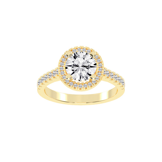 Halinique Tab Prong Round Cut Halo Lab Diamond Ring