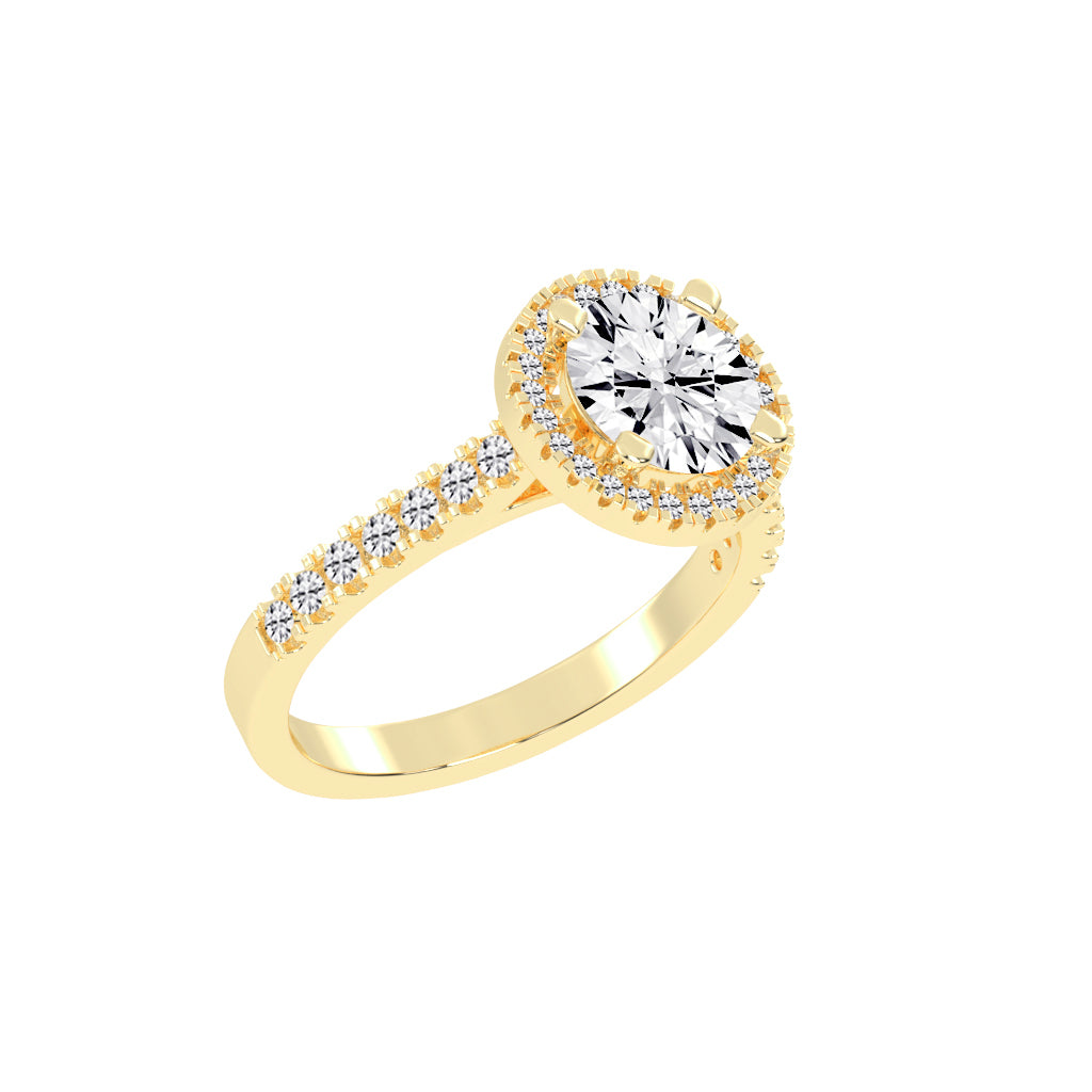 Halinique Tab Prong Round Cut Halo Lab Diamond Ring
