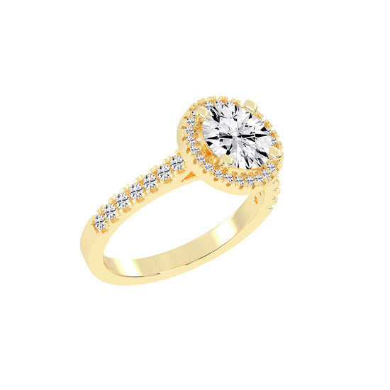 Halinique Tab Prong Round Cut Halo Lab Diamond Ring