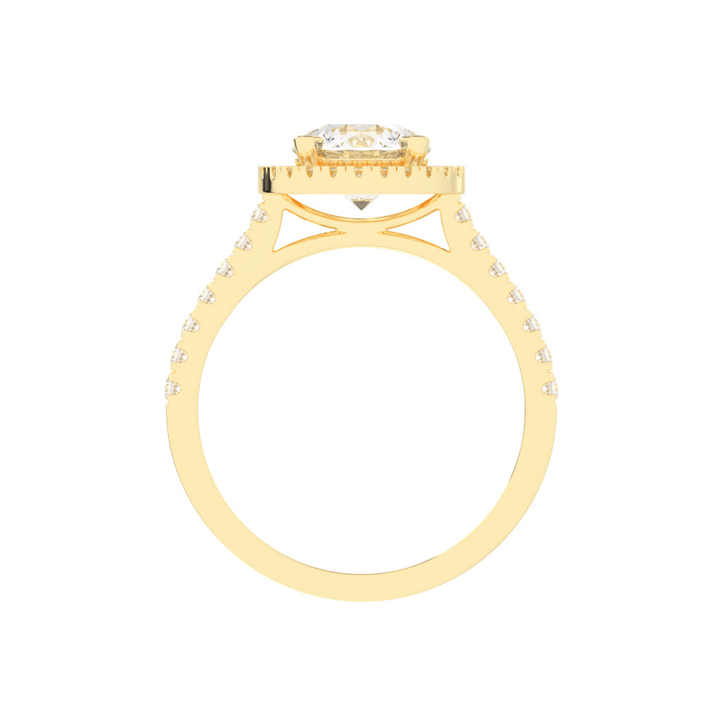 Halinique Tab Prong Round Cut Halo Lab Diamond Ring