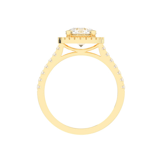 Halinique Tab Prong Round Cut Halo Lab Diamond Ring