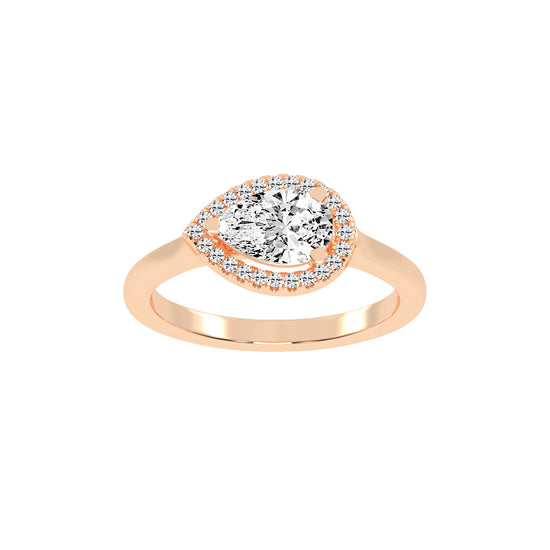 Halistaire Pear Cut Halo Lab Diamond Ring