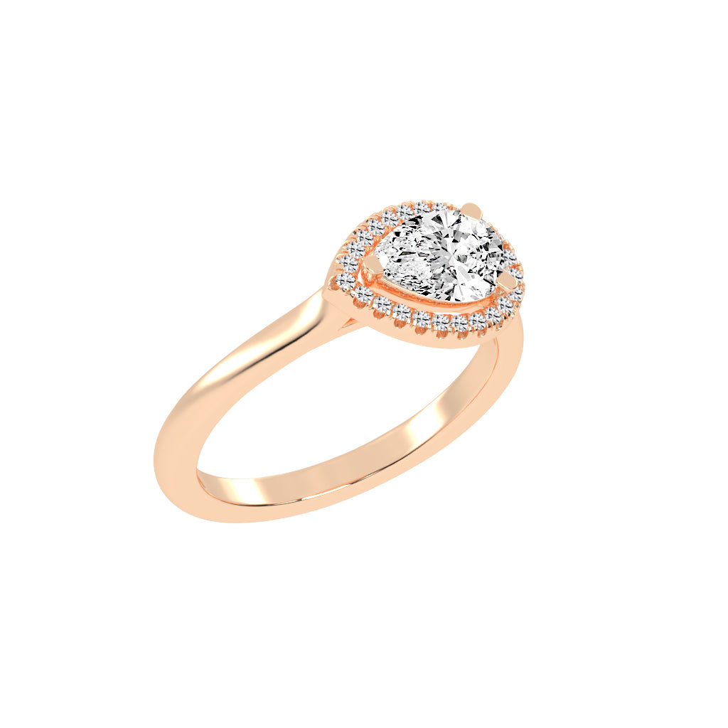 Halistaire Pear Cut Halo Lab Diamond Ring