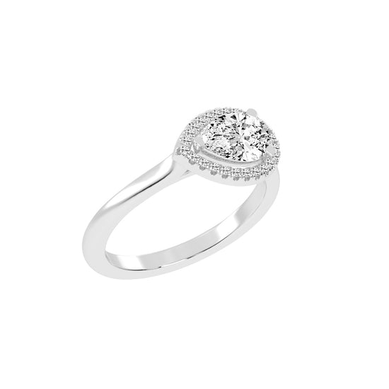Halistaire Pear Cut Halo Lab Diamond Ring