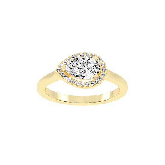 Halistaire Pear Cut Halo Lab Diamond Ring