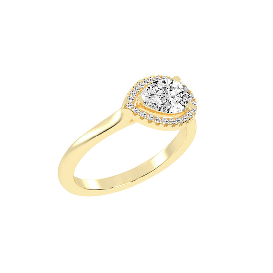Halistaire Pear Cut Halo Lab Diamond Ring