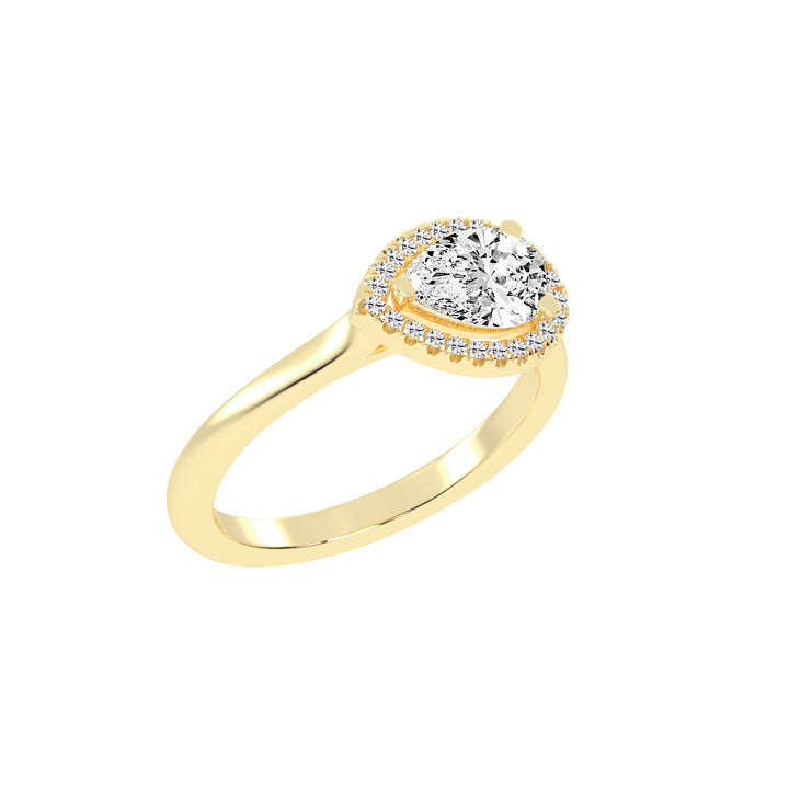 Halistaire Pear Cut Halo Lab Diamond Ring