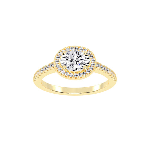 Halorva Four Prong Oval Cut Halo Lab Diamond Ring