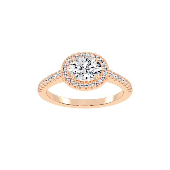 Halorva Four Prong Oval Cut Halo Lab Diamond Ring