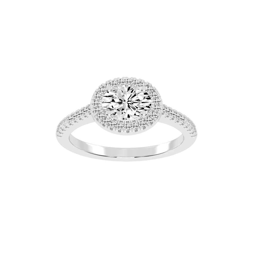 Halorva Four Prong Oval Cut Halo Lab Diamond Ring