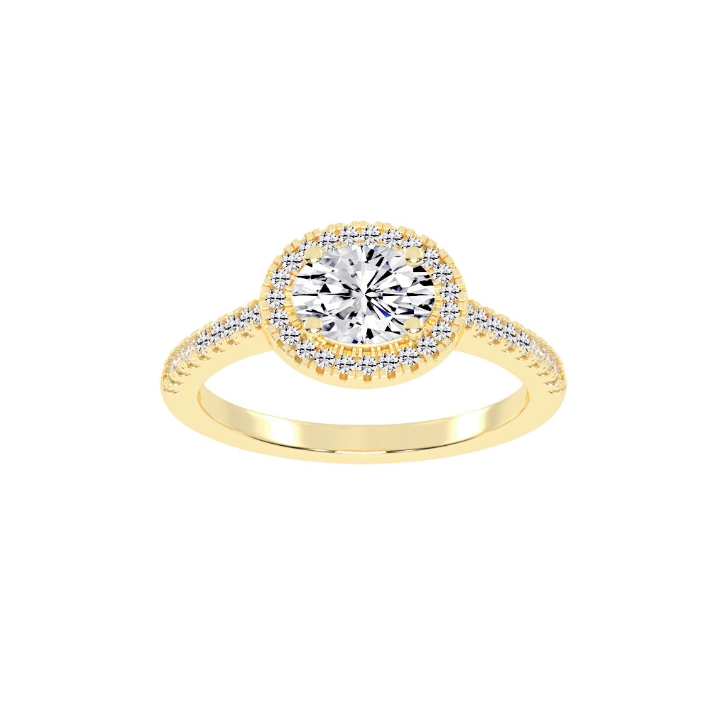 Halorva Four Prong Oval Cut Halo Lab Diamond Ring