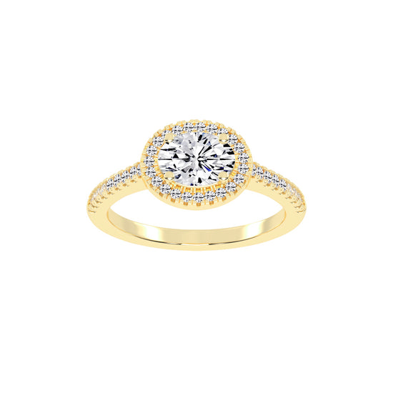 Halorva Four Prong Oval Cut Halo Lab Diamond Ring