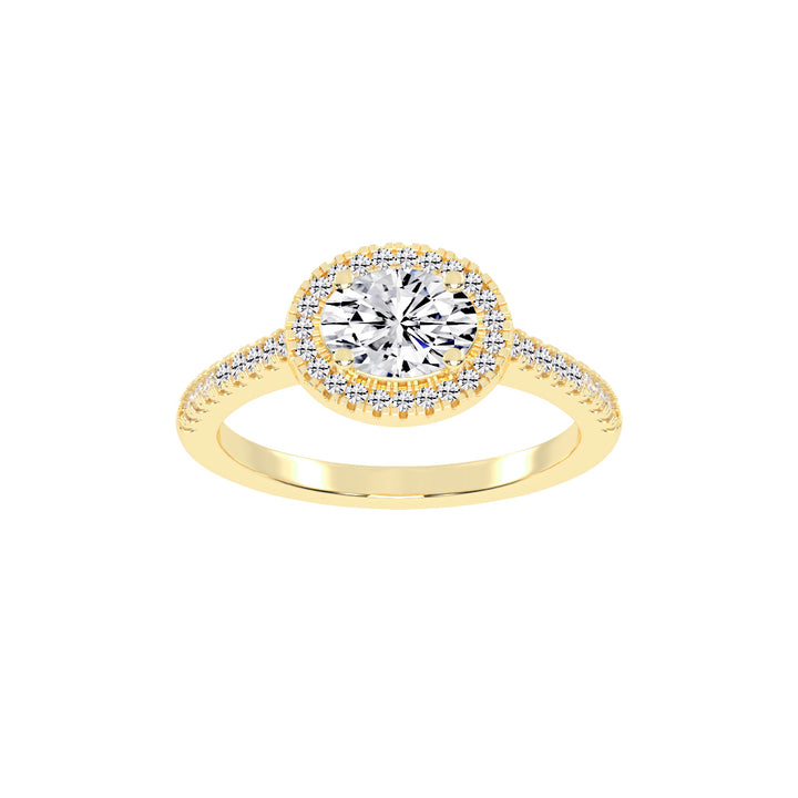 Halorva Four Prong Oval Cut Halo Lab Diamond Ring