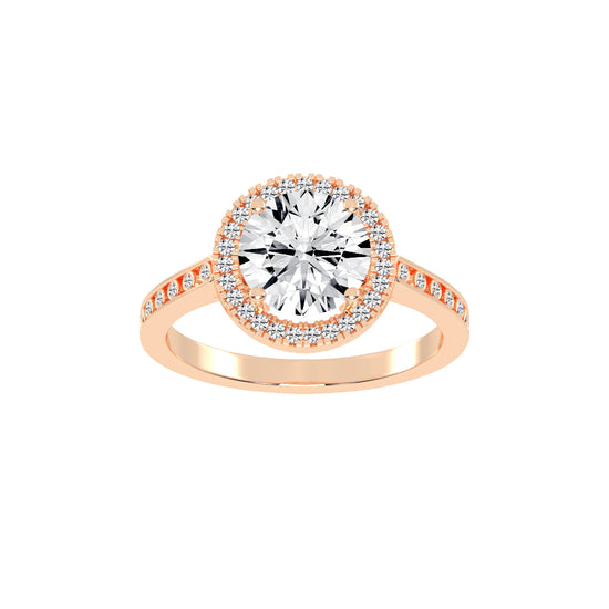 Halique Standard Round Cut Halo Lab Diamond Ring