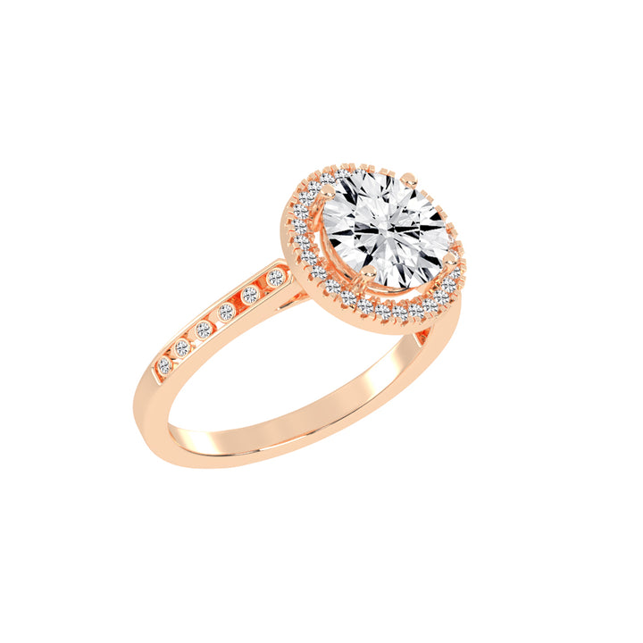 Halique Standard Round Cut Halo Lab Diamond Ring