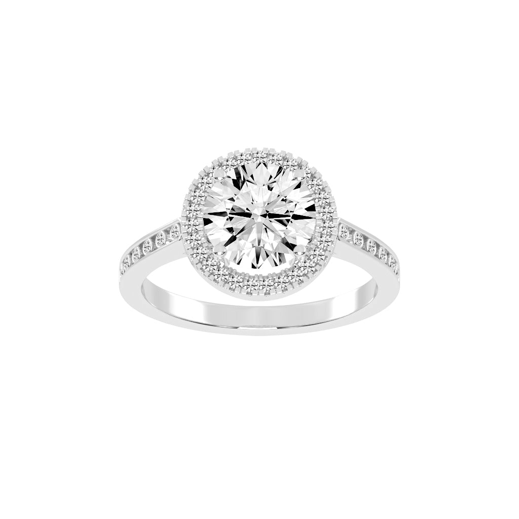 Halique Standard Round Cut Halo Lab Diamond Ring