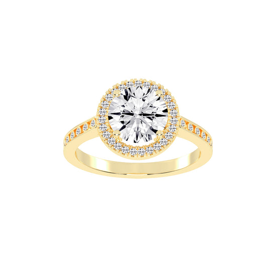 Halique Standard Round Cut Halo Lab Diamond Ring