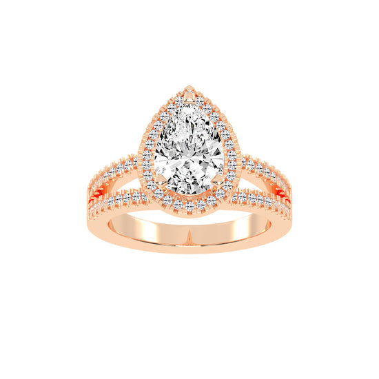 Diamorina Split Shank Pear Cut Side Stone Lab Diamond Ring