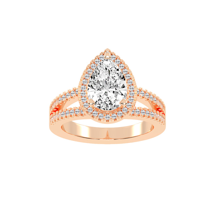 Diamorina Split Shank Pear Cut Side Stone Lab Diamond Ring