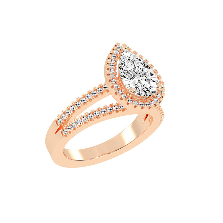 Diamorina Split Shank Pear Cut Side Stone Lab Diamond Ring