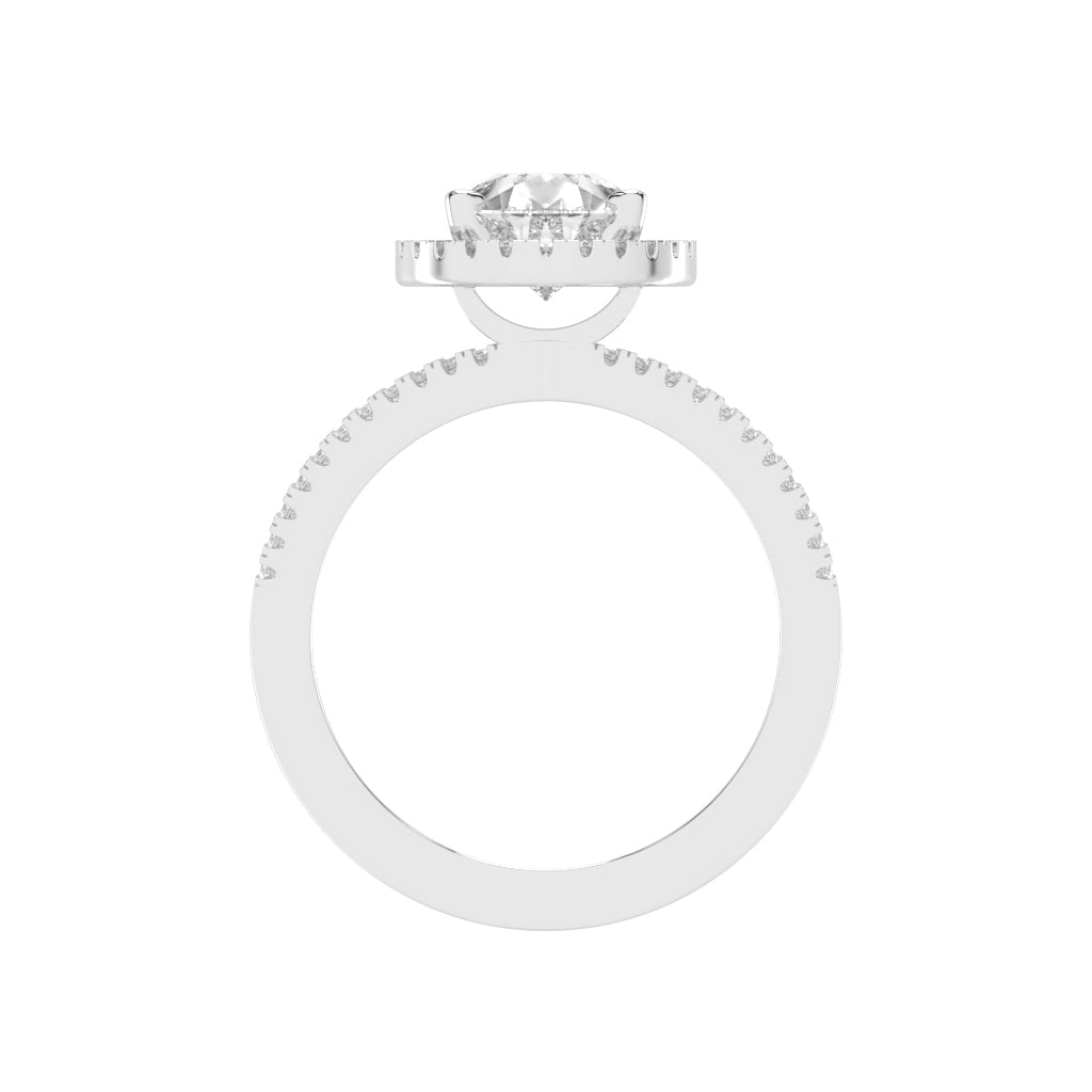 Diamorina Split Shank Pear Cut Side Stone Lab Diamond Ring