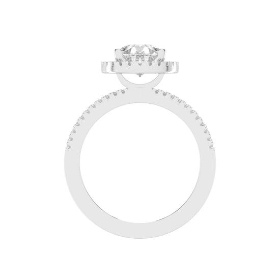 Diamorina Split Shank Pear Cut Side Stone Lab Diamond Ring