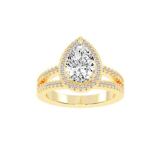 Diamorina Split Shank Pear Cut Side Stone Lab Diamond Ring