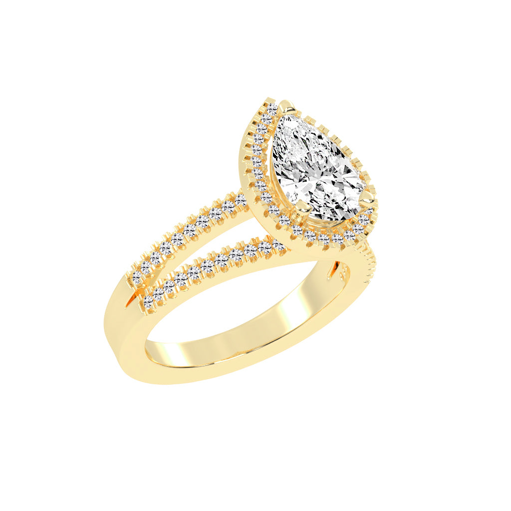 Diamorina Split Shank Pear Cut Side Stone Lab Diamond Ring