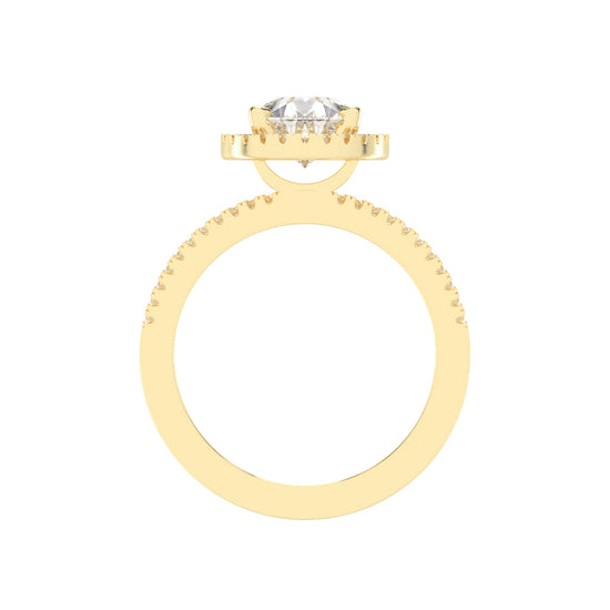 Diamorina Split Shank Pear Cut Side Stone Lab Diamond Ring