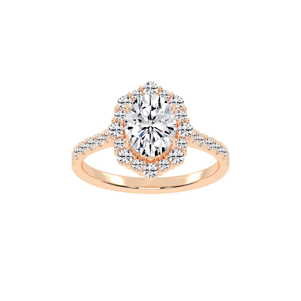 Siderelix Oval Cut Side Stone Lab Diamond Ring