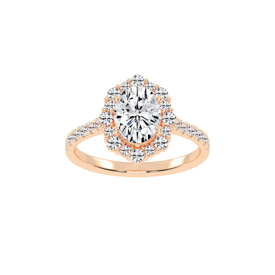 Siderelix Oval Cut Side Stone Lab Diamond Ring