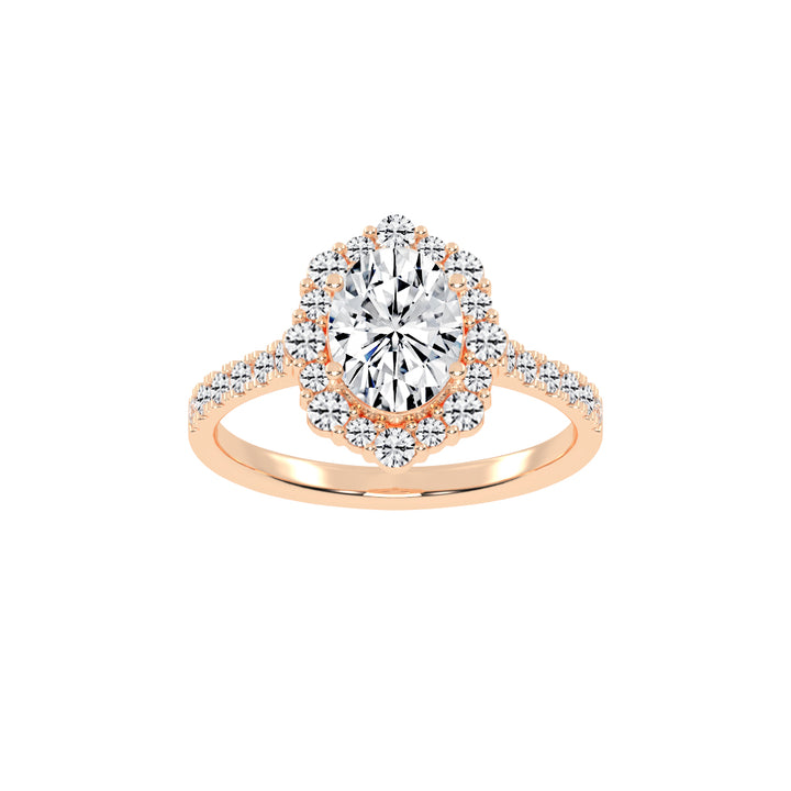 Siderelix Oval Cut Side Stone Lab Diamond Ring