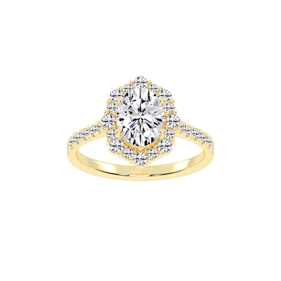 Siderelix Oval Cut Side Stone Lab Diamond Ring