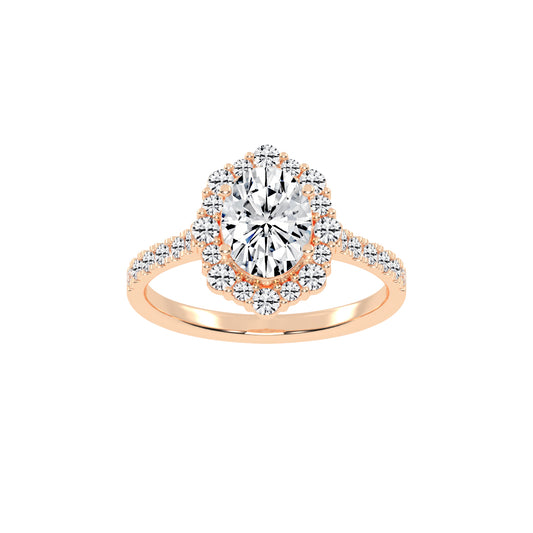 Siderelix Oval Cut Side Stone Lab Diamond Ring