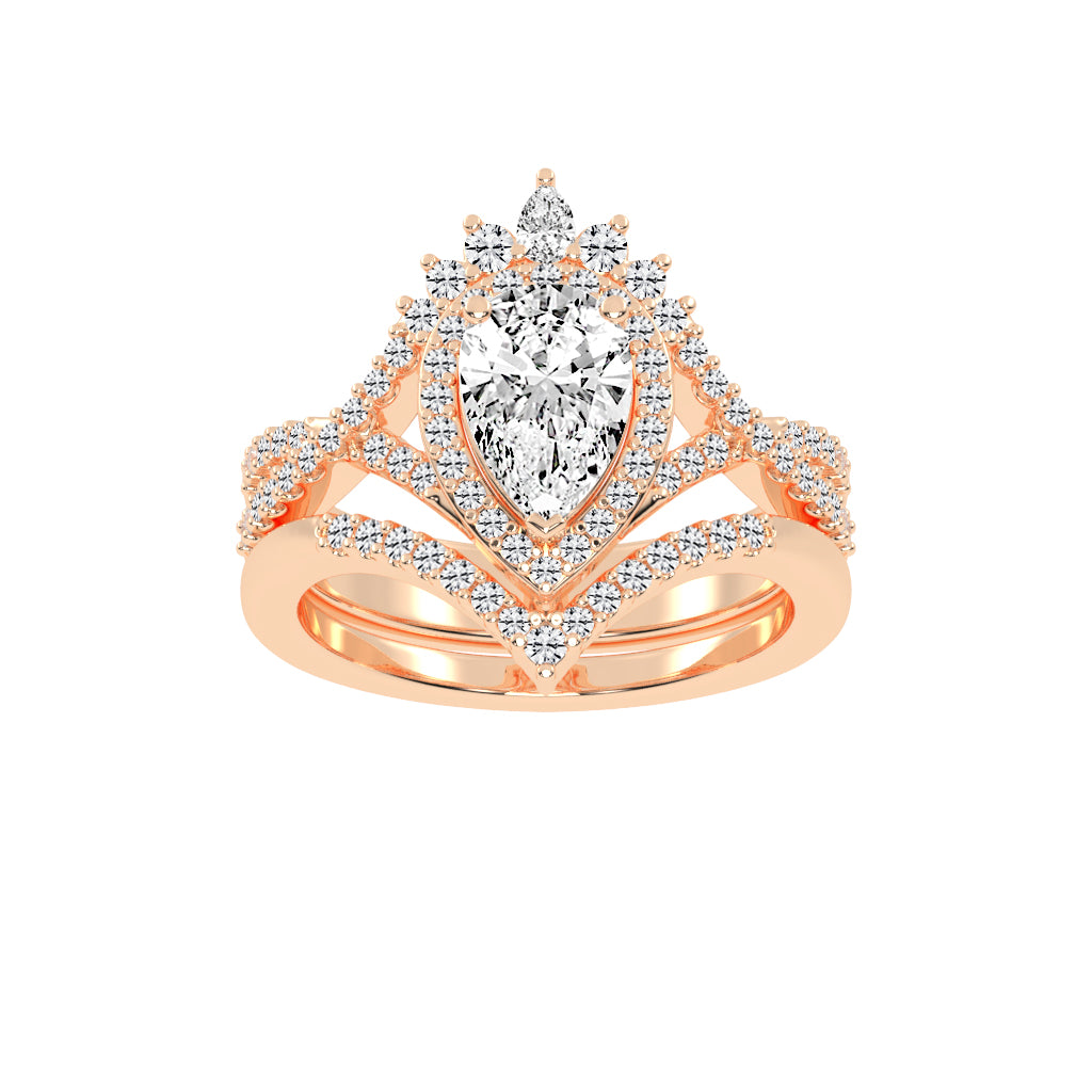 Celestara Shared Thread Pear Cut Lab Diamond Ring