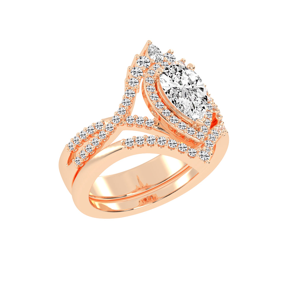 Celestara Shared Thread Pear Cut Lab Diamond Ring