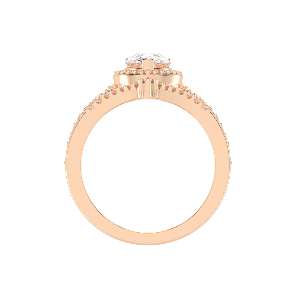 Celestara Shared Thread Pear Cut Lab Diamond Ring
