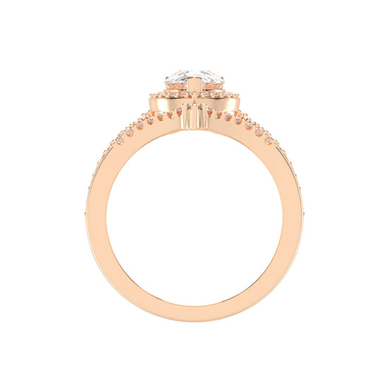 Celestara Shared Thread Pear Cut Lab Diamond Ring