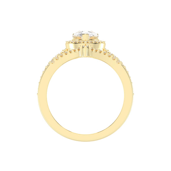 Celestara Shared Thread Pear Cut Lab Diamond Ring