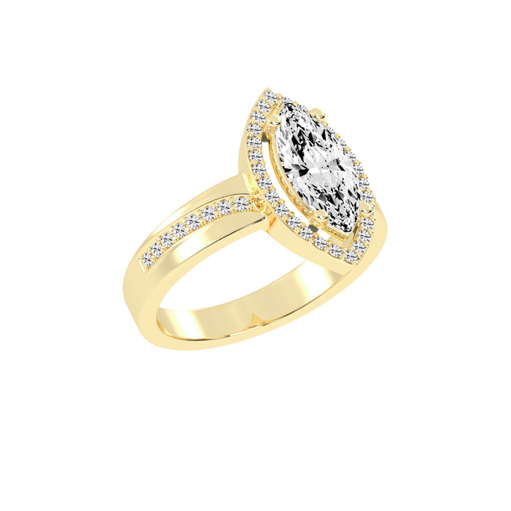 Haliana Marquise Four Prong Halo Lab Diamond Ring