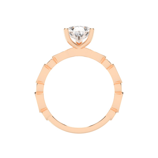 Triside Vintage Pear Cut Side Stone Lab Diamond Ring
